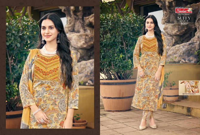 Suffy Gold 8 By Navkar Rayon Foil Printed Kurti With Bottom Dupatta Wholesale Shop In Surat
